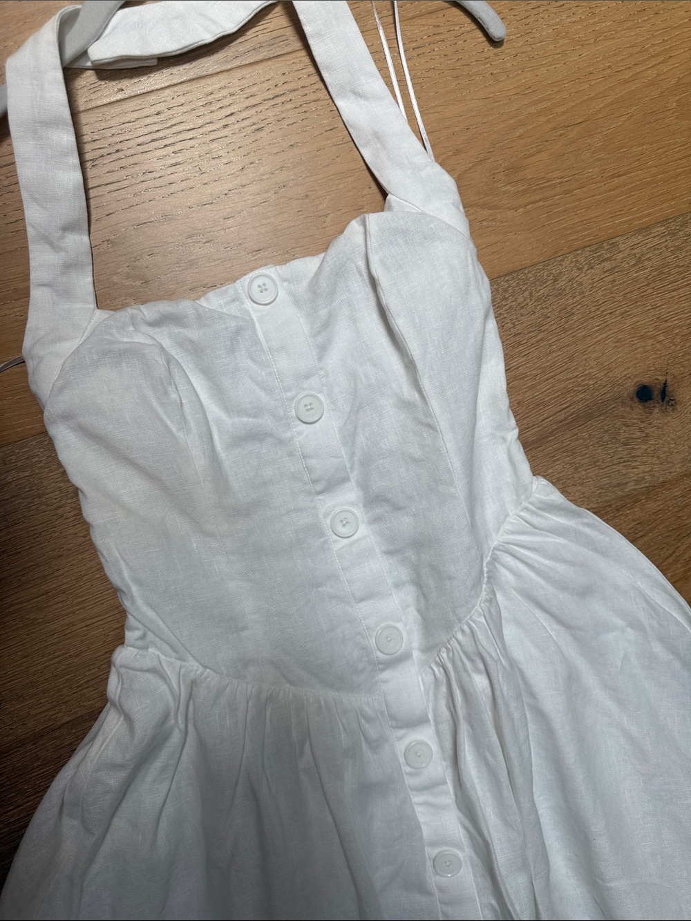 Reformation Mariela Linen White Halter Mini Dress - Picture 13 of 14